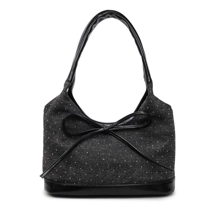 

Casual denim underarm bag women s new fashion college style tote bag splicing shoulder bag