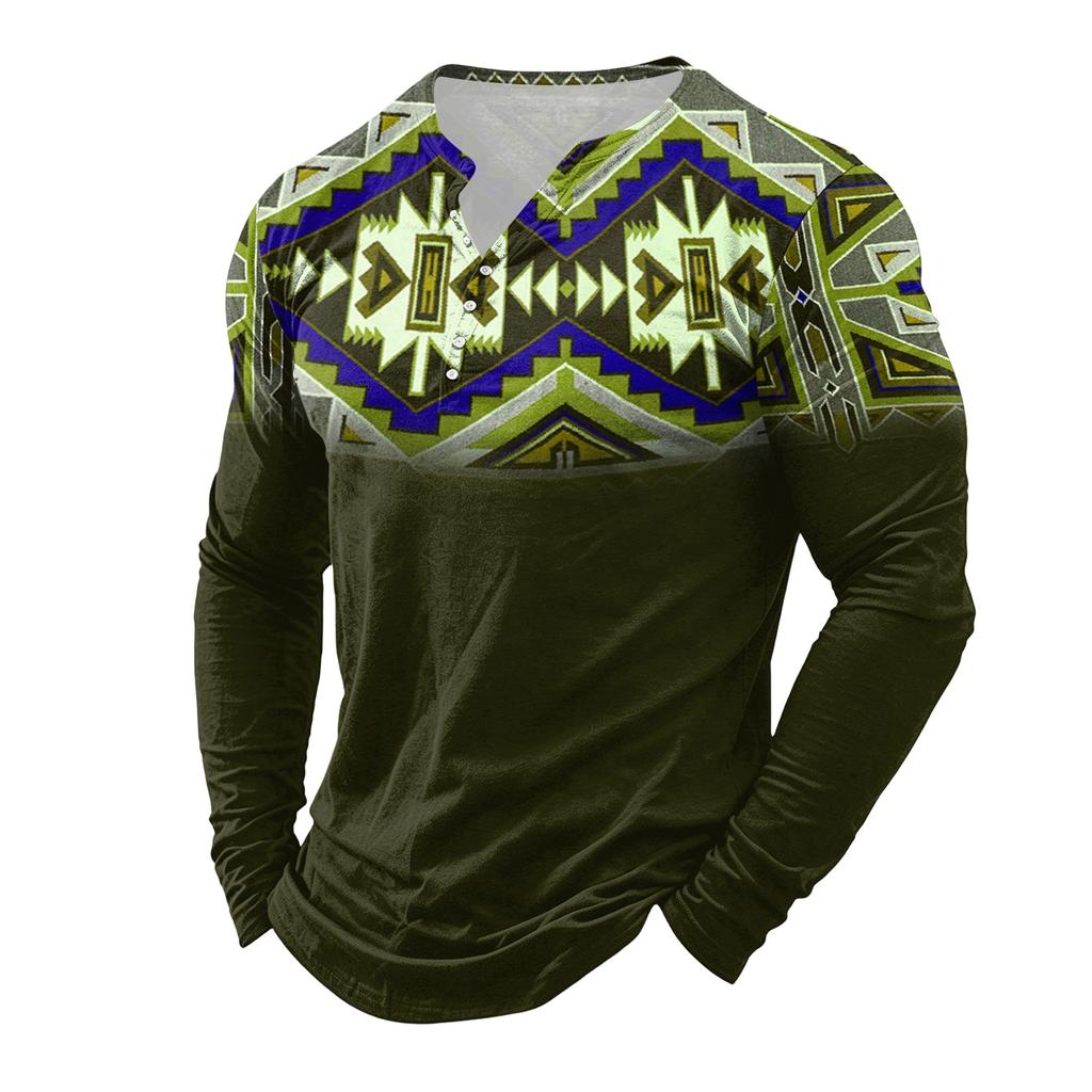 Men's Casual Vintage Boho Long Sleeve Shirt for Everyday Wear