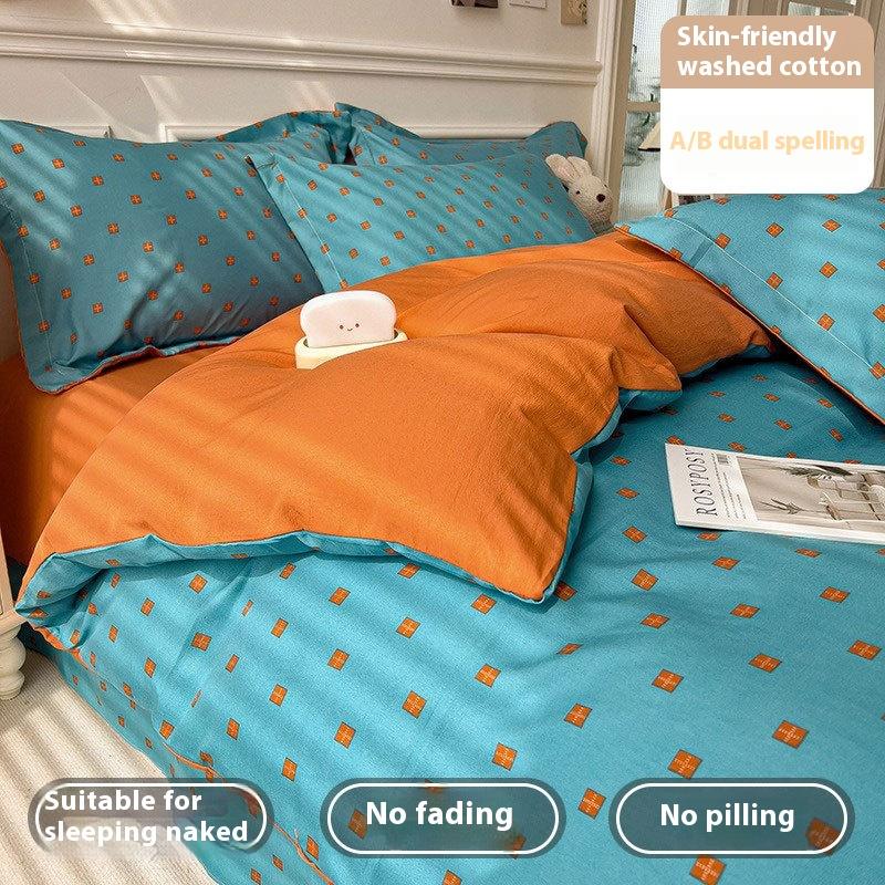 Bedding Four-piece Set, Washed Skin-friendly and Breathable Sheets, Quilt Covers, Pillowcases, Sets