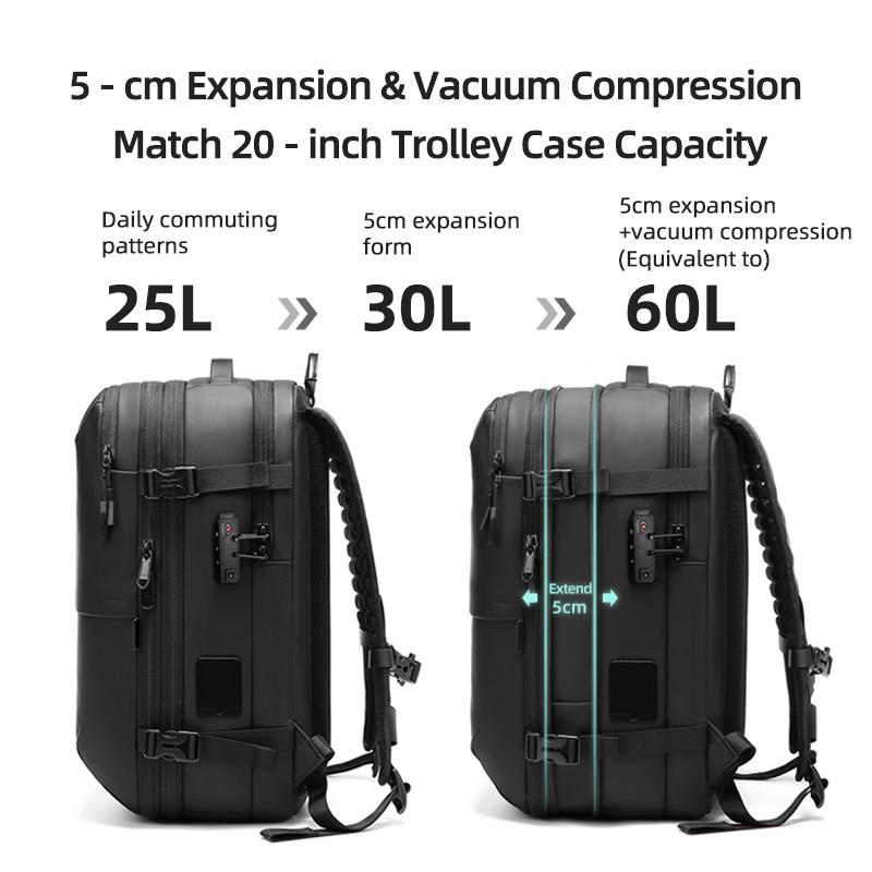 Backpack Man Travel Vacuum Compression With Electric Pump 17in Laptop Bag Waterproof Storage Expandable Fashion Casual Back Pack