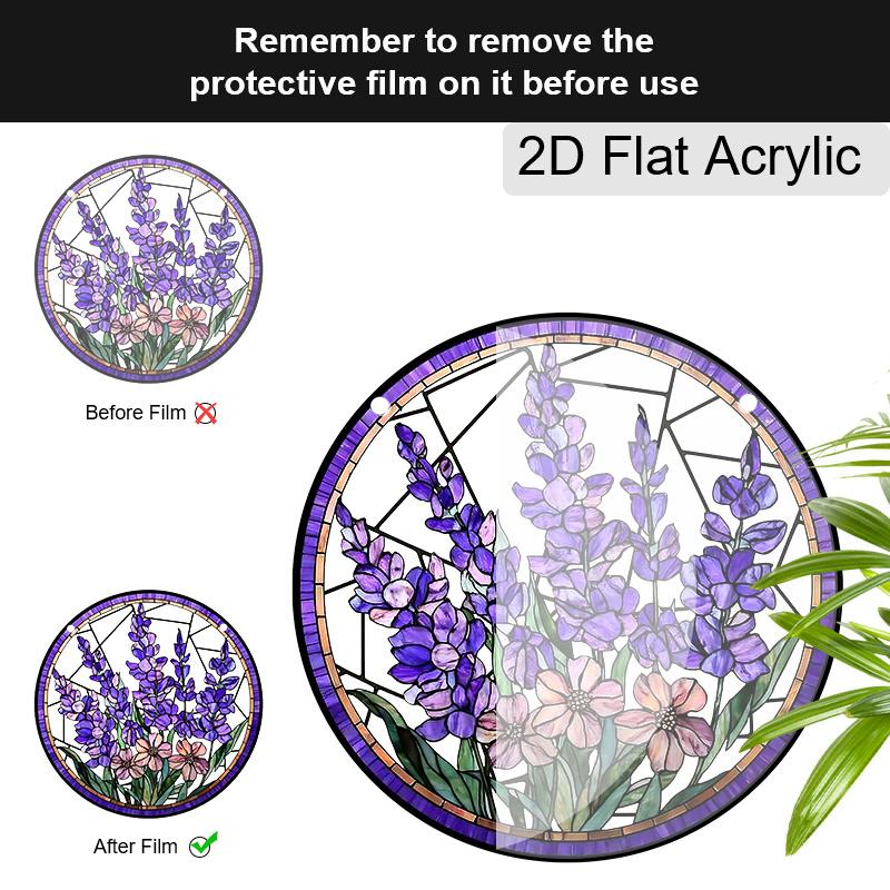 Acrylic Lavender Flower Suncatcher Stained Glass Effect Window Hanging Ornament Floral Gift for Home