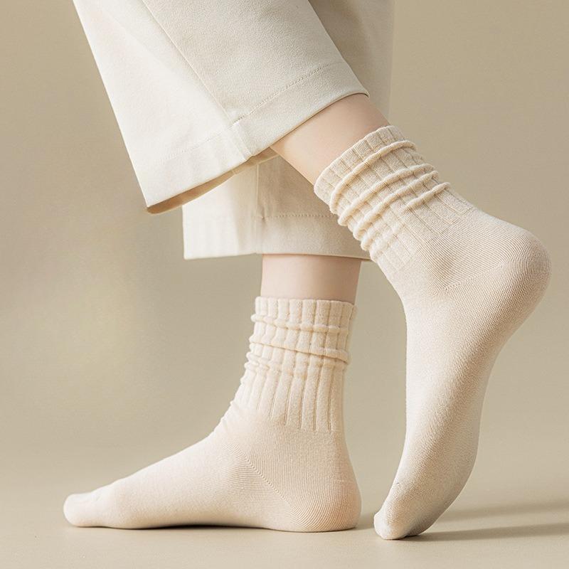 Women's Winter Cotton Socks for Warmth, Wide-mouthed Milk Tea Solid Color Women's Socks, Combed Cotton High-top Cotton Socks