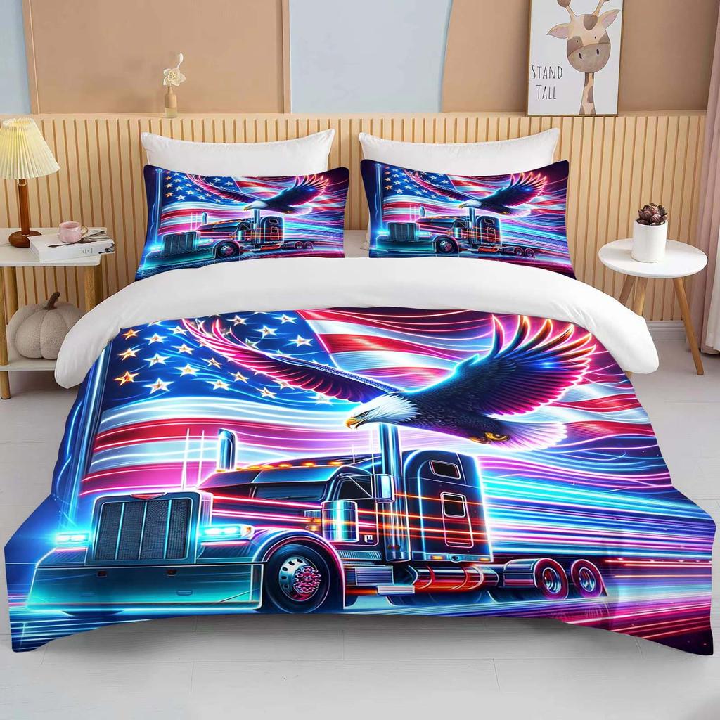 10 Sizes Great American Truck Eagle 3pcs Bedding Sets Duvet Set Comforter Bed Set Queen King Size Kids Boys Home Textiles Gift