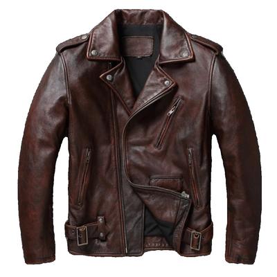 Chinese Size Classical Motorcycle Style Jackets Vintage Red Brown Men Leather Jacket Genuine Cowhide Moto Jacket Spring Autumn