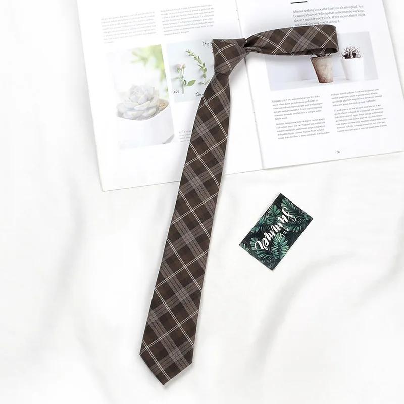 Brown Tie Men Shirt Gift Male Preppy College Style Coffee Stripe Retro Tie Decoration Jk Necktie Female Girly Kawaii Accessories