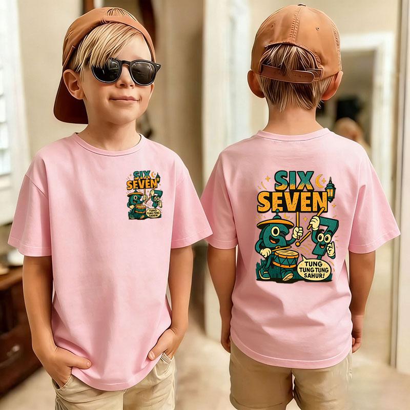 Cute Meme Six Seven Italian Brainrot 67 Number Graphic Print TShirt BoyGirl Summer Short Sleeved Kids Comfortable Tshirt Top