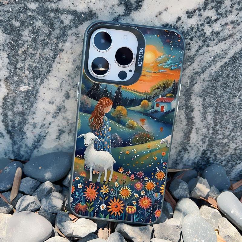 Forest Night Starry Sky Tree Moon Phone Case For Iphone 13 Mini 12 11 Pro Max 16 15 14 Pro Max Plus Shockproof Laser Back Covers