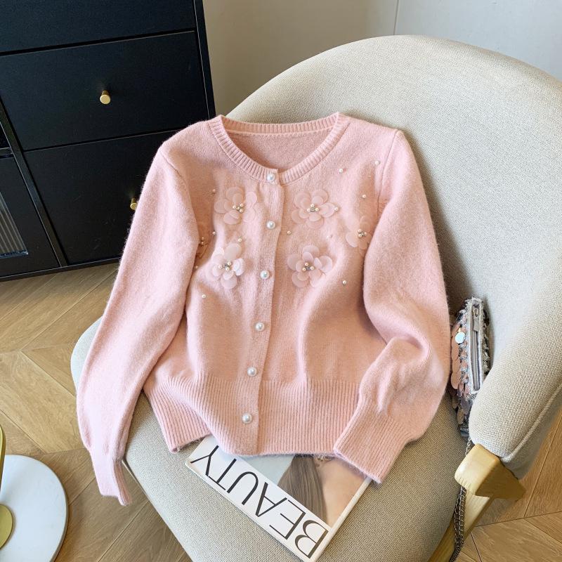 Sweet Age-Defying Embroidered Floral Knit Cardigan - 2025 Autumn/Winter Women's Outerwear