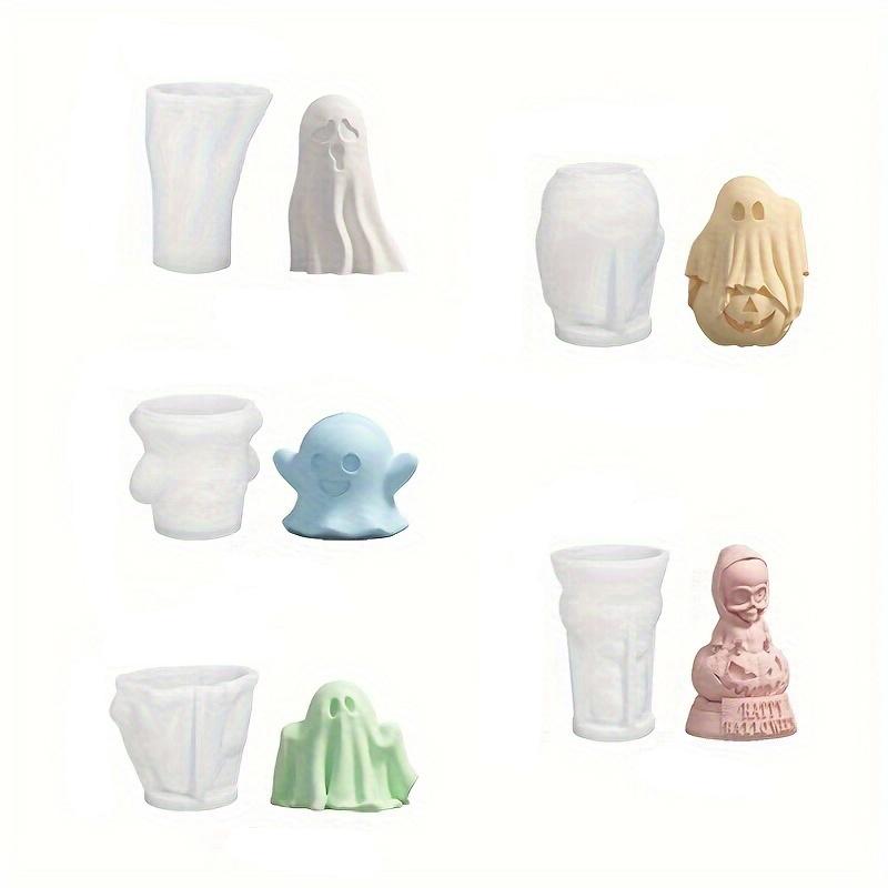 Halloween Ghost Candle Mold Crafts Gypsum Resin Making Silicone Mold DIY Pumpkin Ghost Modeling Decoration Kitchen Mold