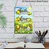 2D Flat, 1pc Faith Love Hope Lemon Daisy Aluminum Sign, Christian Inspirational Wall Art, Gift for Believer, Suitable for Kitchen, Porches, Living