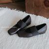 Sheepskin Version~ Genuine Leather Inner Height Increase Ancient Elastic Band Mary Jane Shoes Women's New Square Head Versatile Ballet Shoes