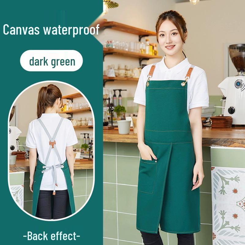Custom Logo Waterproof Canvas Apron for Restaurant, Dessert, Milk Tea Shop, and Barista