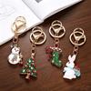 Christmas Tree Snowman Keychain Cute Enamel Metal Bag Charm Holiday Party Decoration Gift Cute Key Ring Pendant