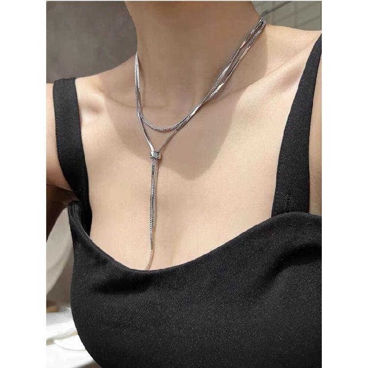 Zeitgenössische Edelstahl-Halskette mit verstellbarer Länge Choker-Halsketten
