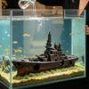 Super Warship Wreckage Fish Tank Landscape Ornament Sunken Ship Shaped Aquarium Decoration with Hiding Space Creative Crafts