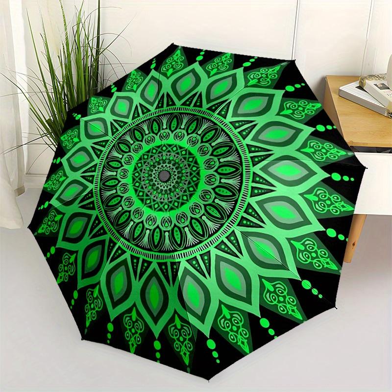 1pc Mandala Pattern Automatic Open/close Folding Umbrella, Compact Portable Travel Umbrella, Perfect Birthday/Christmas, Cute Umbrella, Dura