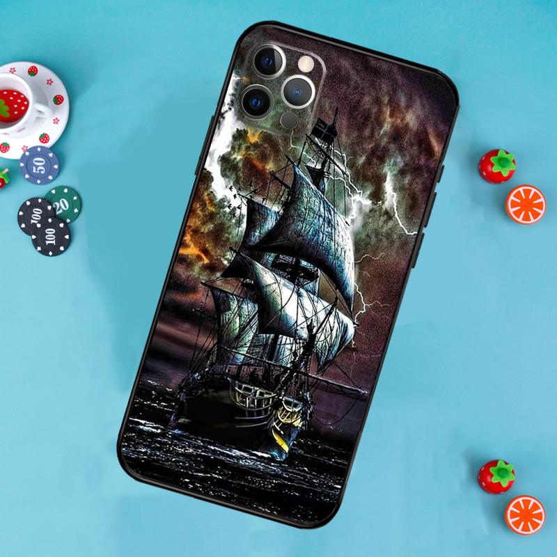 Sailing Ship Pirate Ship Phone Case For iPhone 17 Air 14 16 15 11 12 13 Pro Max 12 13 Mini 15 16 Plus 16e Cover Funda