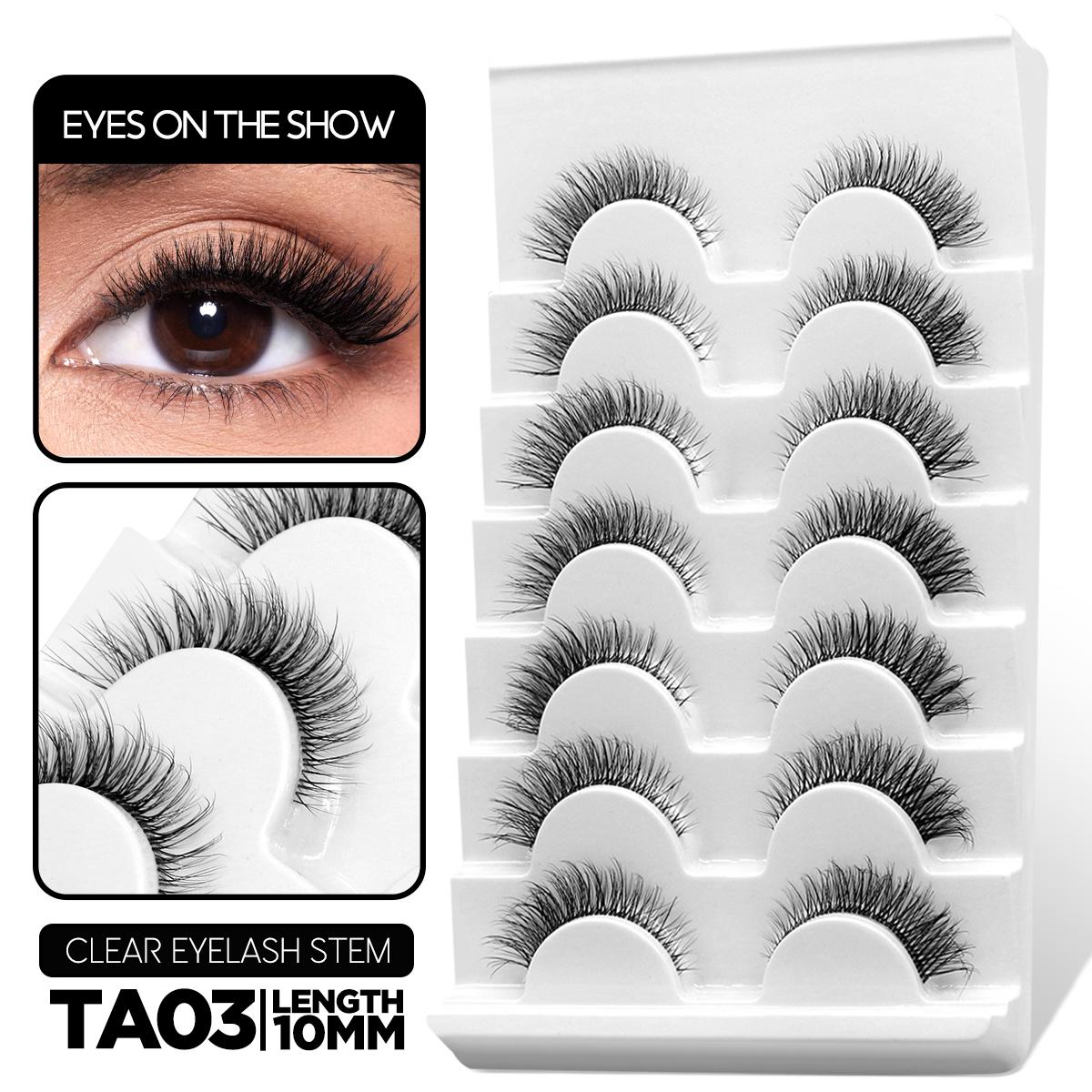 

Пушистые накладные ресницы 5/7 пар натуральных кошачьих ресниц прозрачный стебель искусственные норковые ресницы толстые мягкие вьющиеся ресницы