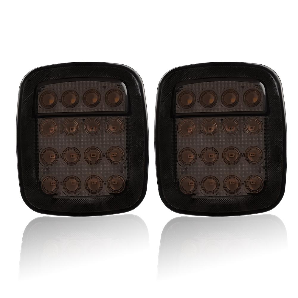 16 LEDs Tail Light Smoke/Red Lens Rear Brake Stop Reverse Lamps Replacement for Jeep Wrangler TJ CJ YJ JK Truck Trailer Boat RV