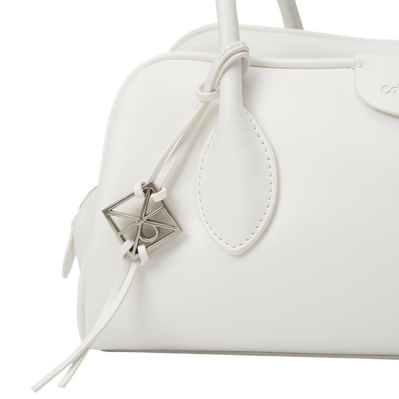 Calvin Klein Elegant Commuter Pendant Synthetic Material Boston Bag Handbag Medium Women Handbags Moonlight-White 4F3369G-4LX