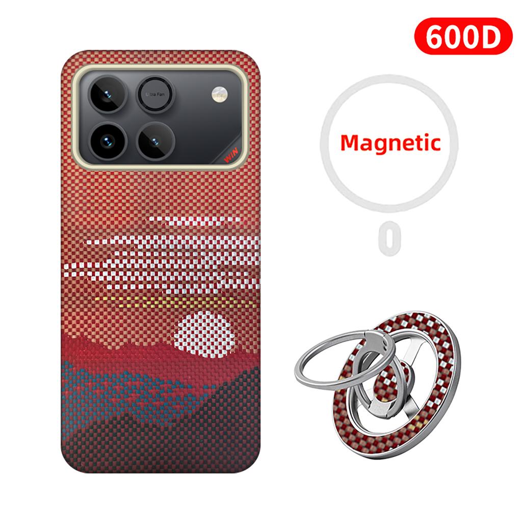 600D Real-thin Carbon Fiber Phone Case for Honor Win/Win RT Case Aramid Fiber Fabric Thinhard Magnetic Black Slim Light Red Case