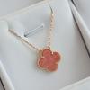 Four-leaf Clover Necklace for Women Natural White Mother-of-pearl Carnelian Sweater Chain