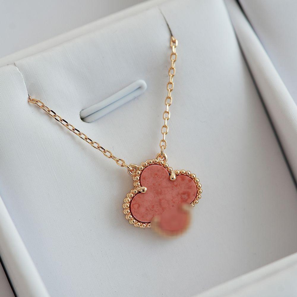 Four-leaf Clover Necklace for Women Natural White Mother-of-pearl Carnelian Sweater Chain