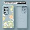 Cartoon Flowers Print Case For Samsung Galaxy S26 S25 Ultra S24 Plus S23 S22 Ultra Magnetic For Magsafe Liquid Silicone Cover