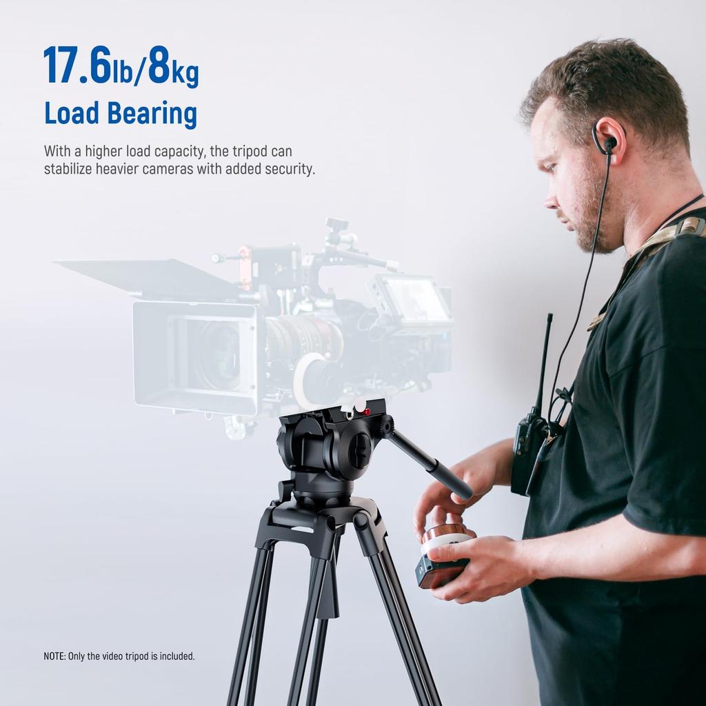 NEEWER Basic 187cm Video Tripod with Video High Camera Tripod with Dynamic Suitable for Maximum Load TP37 Head, Metal, Durability, Damping/Mid-Level
