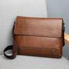 Men's Solid Retro Leather Shoulder Bag, Casual Business Crossbody BagS Horizontal A4 Paper Travel Bag Briefcase Laptop Bag