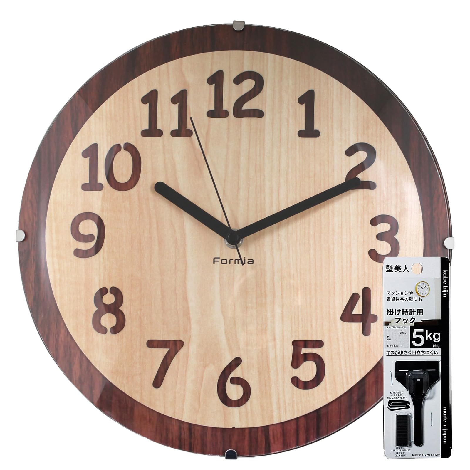 

Formia Wall Wooden Wall Continuous Second Hodogaya Quiet Wall Beauty Set Clock, Design, Hook, Hand, Analog, Brown, Electronics, Stapler, HIC-002,