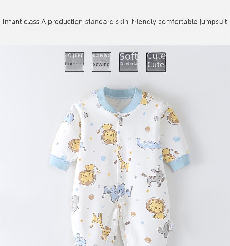 Combed Cotton Long-Sleeved Baby Romper for Newborns - Spring & Autumn