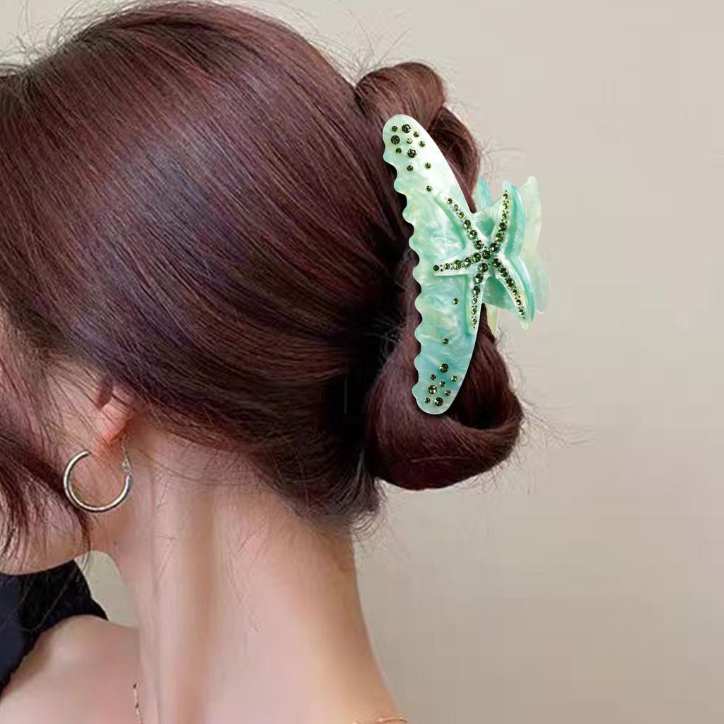 Ocean Series Acetate Diamond Starfish Grab Clip Premium Sense Back Head Disc Hair Shark Clip Hair Accessories