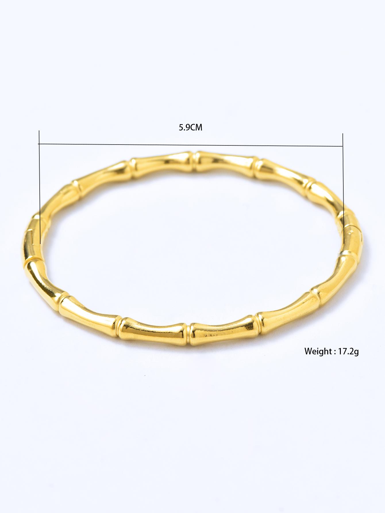 

1 Piece 18k Gold Plated Stainless Steel Bamboo Bracelet Fashion Light Luxury Colourful Bracelet For Women s Daily Accessory