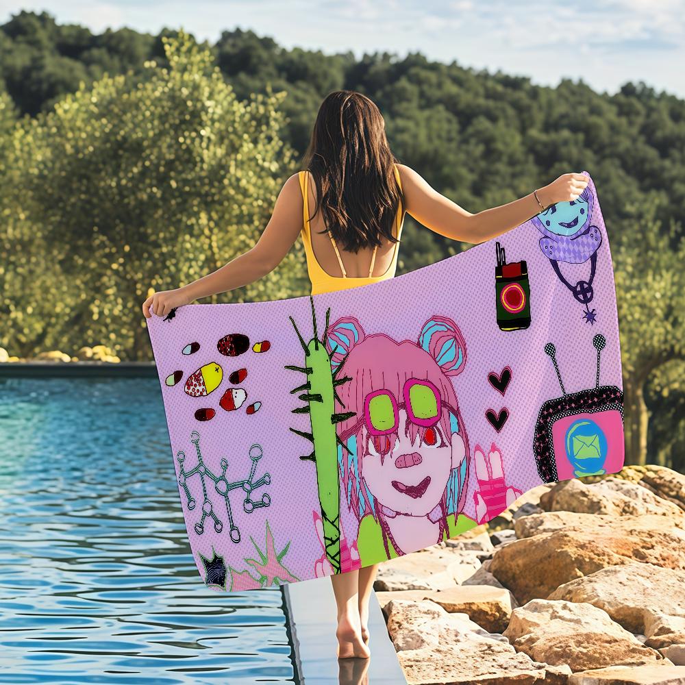 Singer G-goreshit Anime girl cute Towel Quick Drying Beach Towels Are Suitable For Swimming Pools Camping Yoga And The Gym