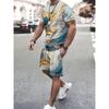 Fashion Texture 3D Printed Suit Men's Oversized Clothing Short Sleeve Shorts Men's Sportswear Summer Men's Casual Suit