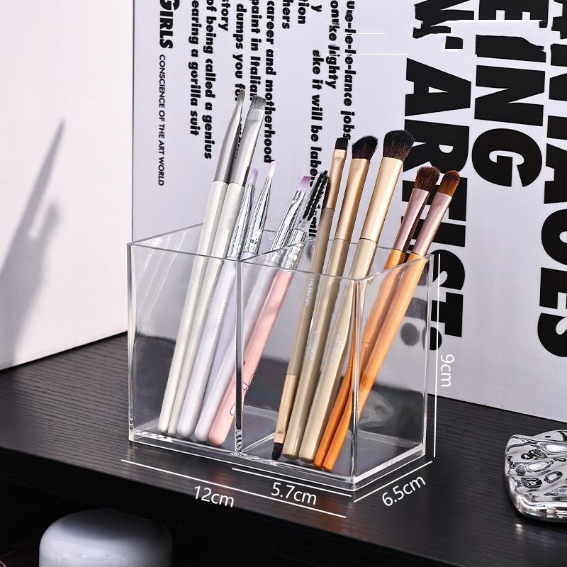 1/2/3 Compartments Makeup Brush Storage Box, Transparent Acrylic, Lipstick,Eyebrow Pencil, Desktop Mirror Cabinet Makeup Storage