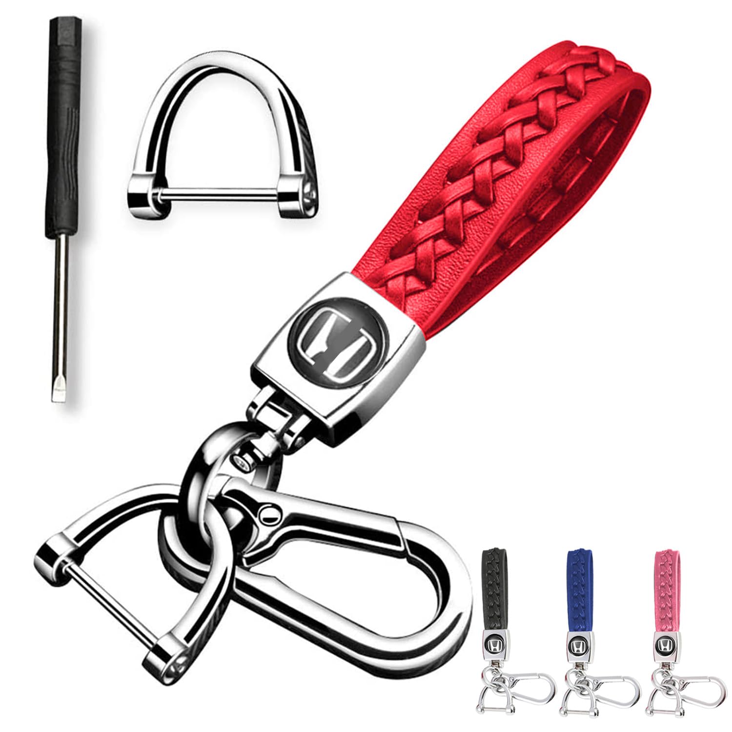 

[Hunesuru] Compatible Keychain, Suitable for Honda, Genuine Leather Car Key Chain, Honda Red for Honda красный