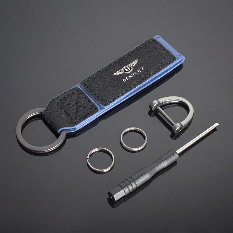 

New Metal Design Key Chain for New Bentley Flying Spur Continental GT Bentayga Mulsanne Suede Car Keychain Gift Pendant Keyring синій