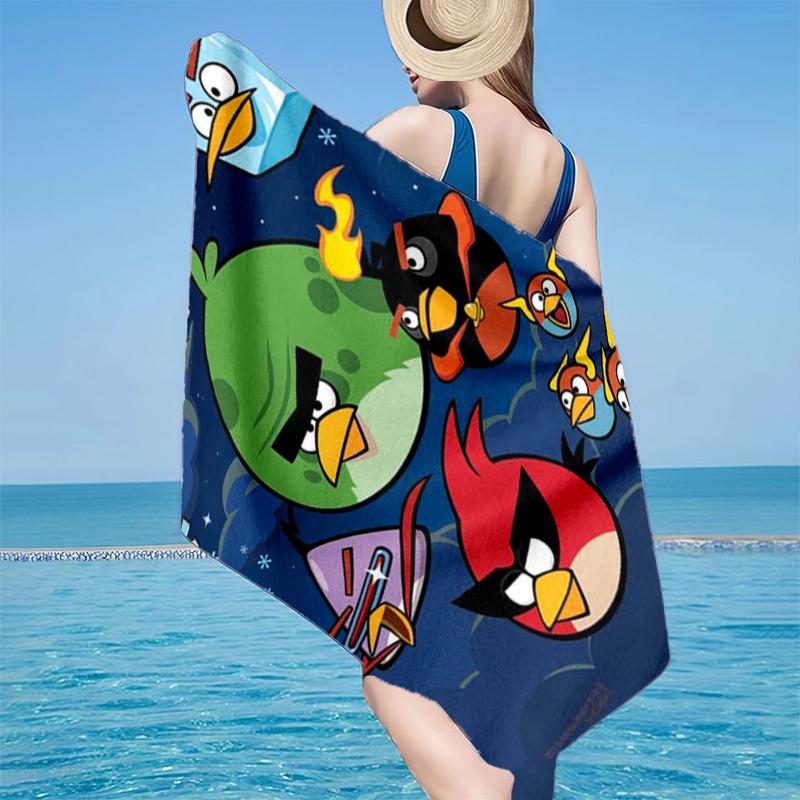 Red Birds Characters Collage Beach Towel, Super Soft Microfiber, Gift for Her/Him, Birthday, for Pool, Beach, Travel, Home Decor Fan gifts