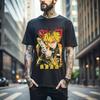 100% Cotton TOPS UNISEX TEES MENS WOMENS Agatsuma Zenitsu Shirt Demon Slayer Kimetsu No Yaiba Anime Black Shirt Gift 435