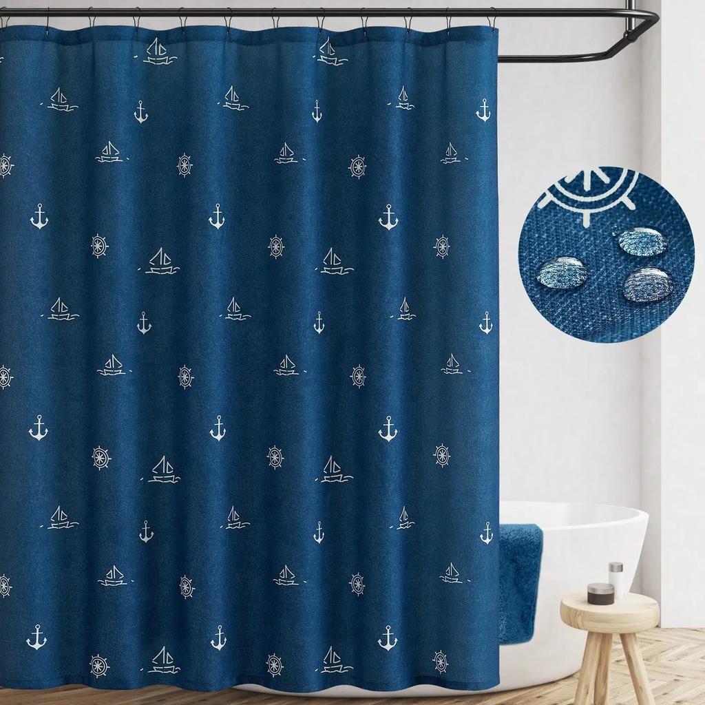 Shower Curtain Nautical For Bathroom  Printed Fabric Shower Curtain Ocean Sailboat Simple Waterproof In Bath Shower Curtains Set