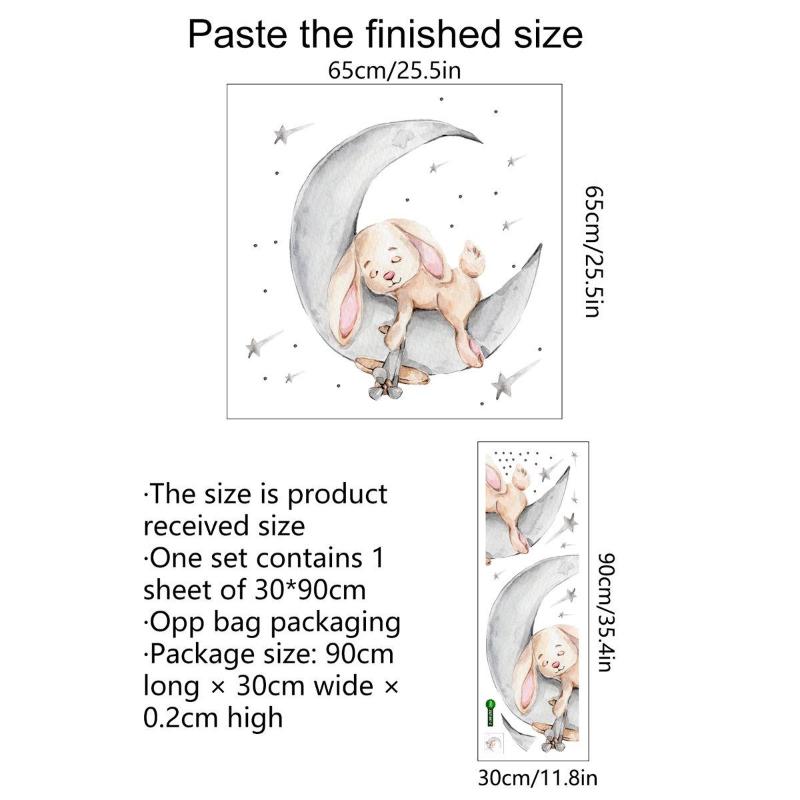Bear Bunny Star Moon Wall Stickers Baby Kids Room Home Decoration Wallpaper Living Bedroom Nursery Cartoon Self Adhesive Sticker