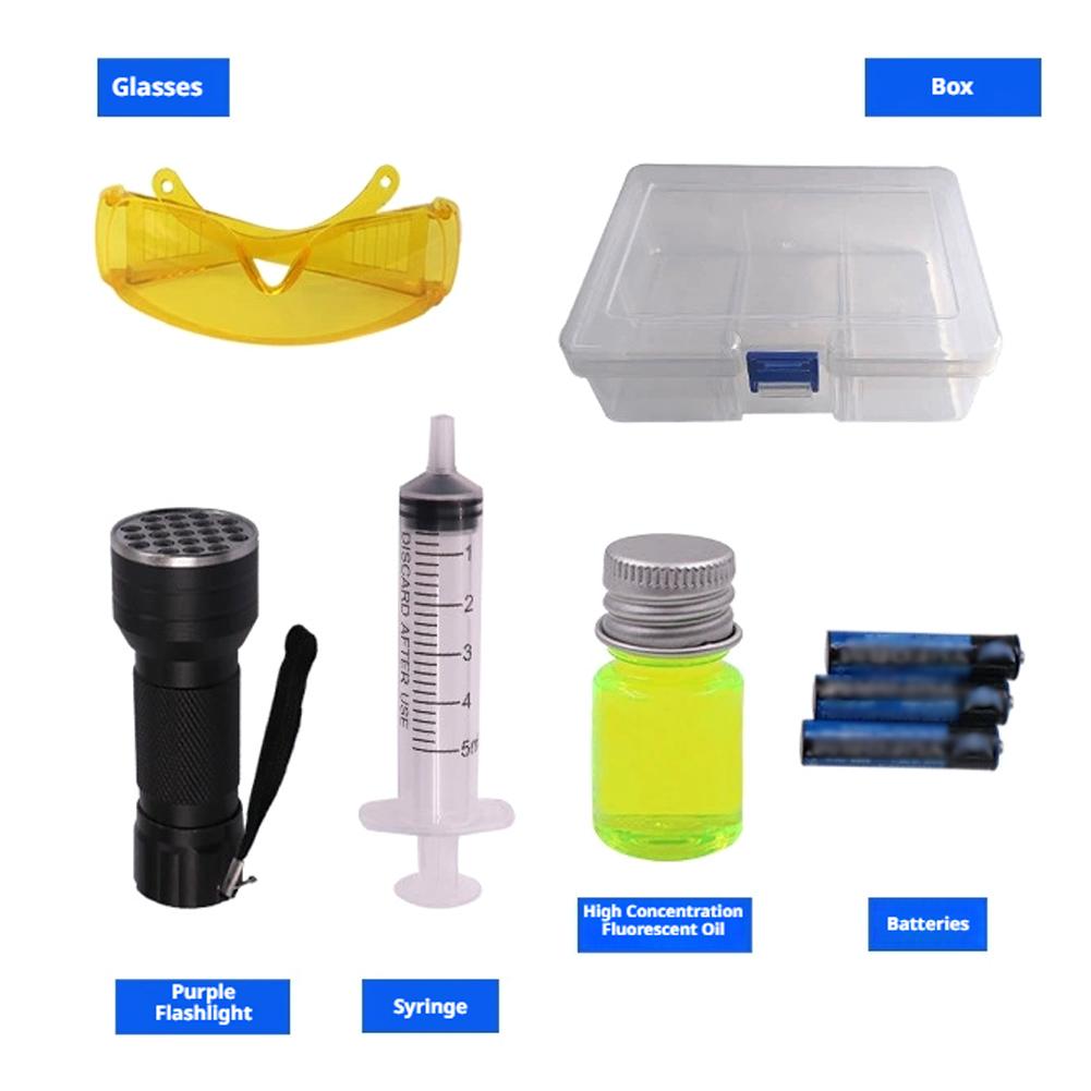 Auto UV-Farbstoff Klimaanlage Lecktest Reparatur Fluoreszierende Werkzeuge Kit Auto Klimaanlage A/C System Lecktest Detektor Kit