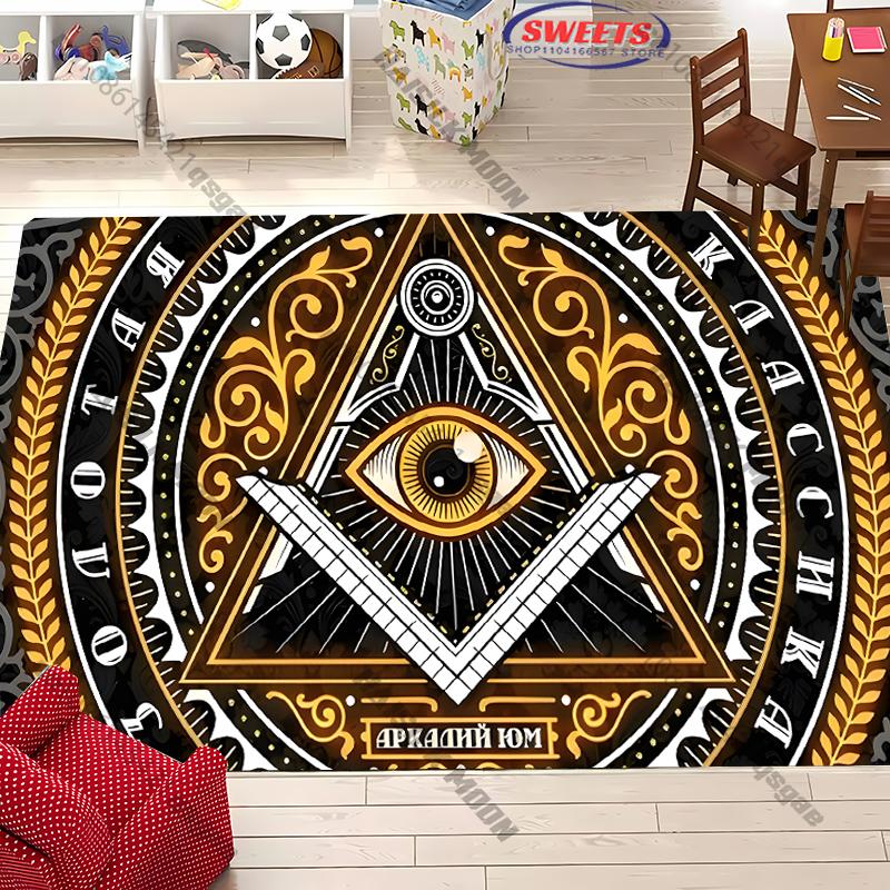 Multi Size M Freemas0nry Theme Printed Carpet New Release! Rug for Living Rooms Bedrooms, Office Areas, Machine Washable Mat