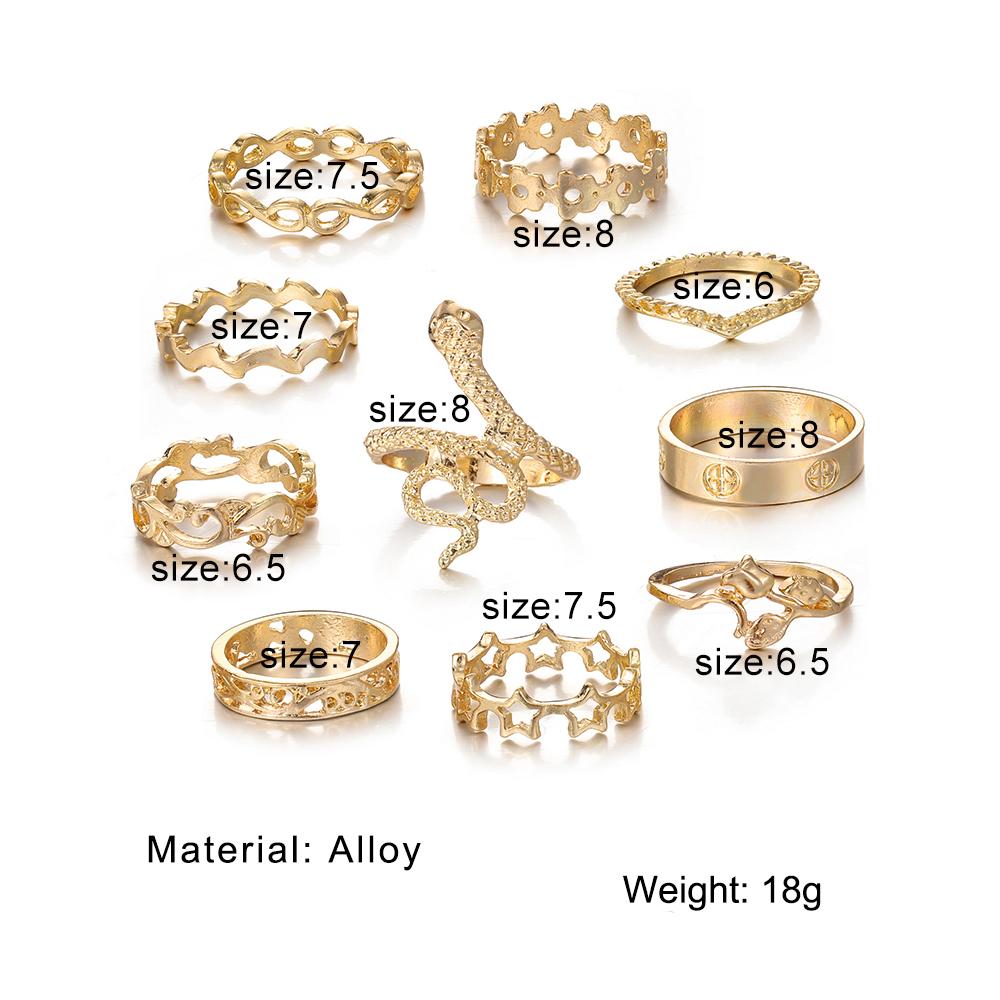 Tierschmuck, Schlangenförmiges 10-teiliges Ringset