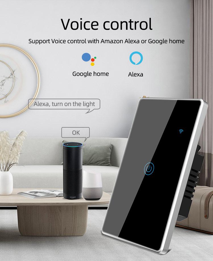 2023 New Arriving Touch Wall Switch Tuya Smart Home Wall Switch US & EU Standard 1/2/3/4 Gang Wall Switch with Metal Bezel