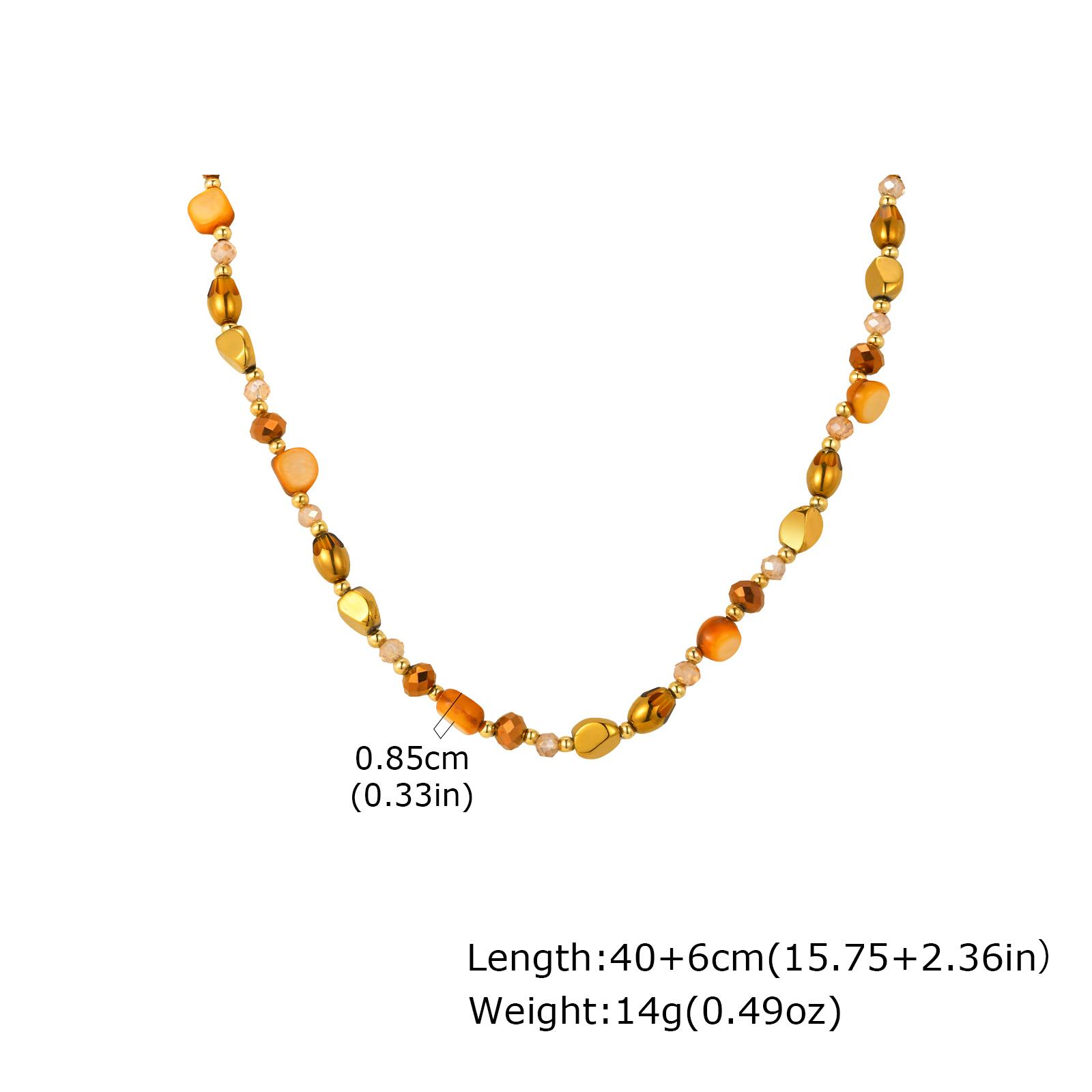 

Vintage Brown Tiger Eye Natural Stone Necklace for Women, Stainless Steel Handmade Beaded Chain Necklace, Luxury Fashion Jewelry