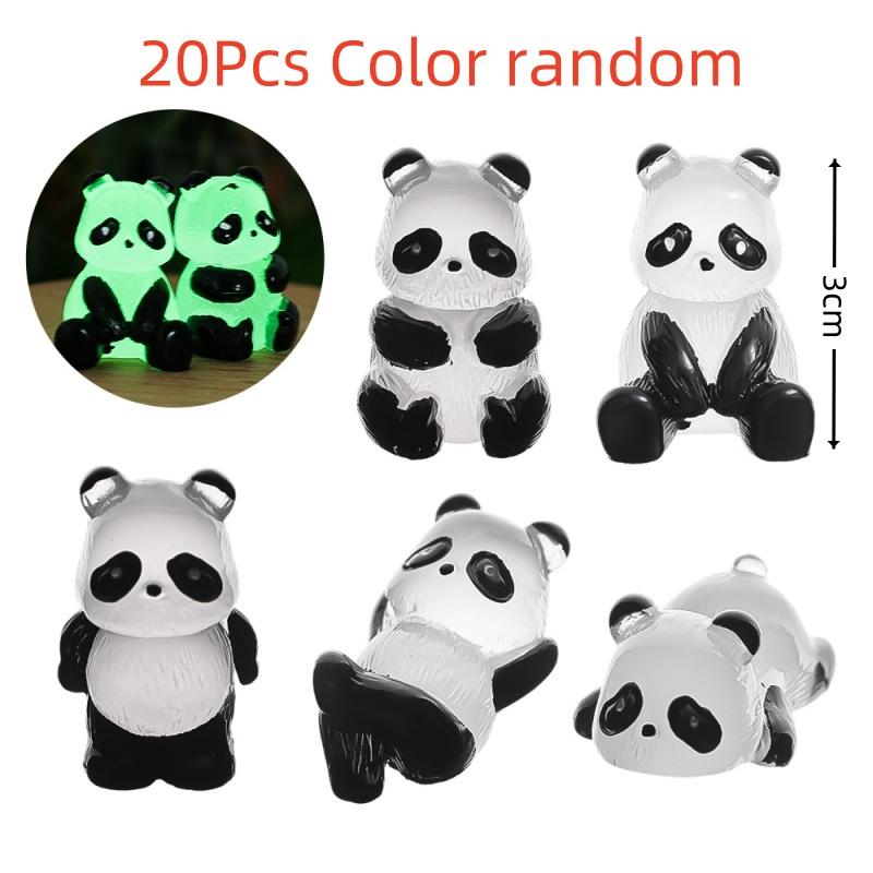 5-20Pcs Cute Resin Panda Glow-In-The-Dark Toys Diy Car Ornaments Handmade Micro Landscape Pendants Three-Dimensional Night Light