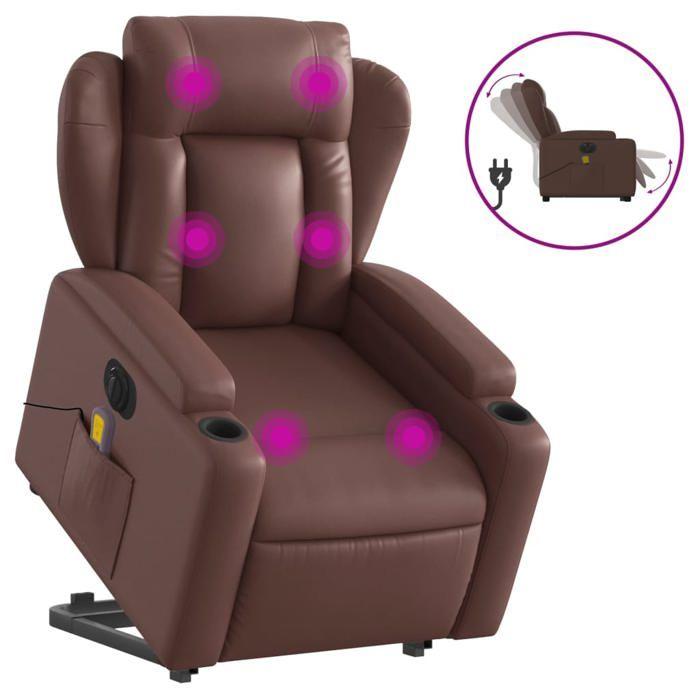 VidaXL Electric Massage Recliner Brown Faux Leather 3204567